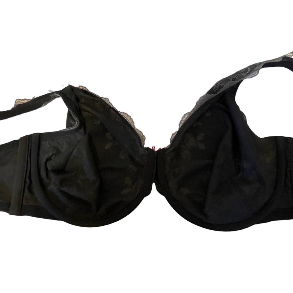 CACIQUE Full Figure Lightly Lined Full Coverage Black Lace Bra - Picture 8 of 8